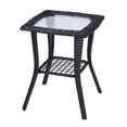 thumbnail image 3 of Elegant All-Weather Wicker Side Table with Tempered Glass Top for Po and Garden, 3 of 17