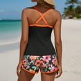 thumbnail image 6 of Tqyyweavej Spaghetti Strap Tankini Swimsuits for Women Square Neck Color Block Slim Tankini Top and Floral Loose Swimwear Shorts with Sports Bra, 6 of 6
