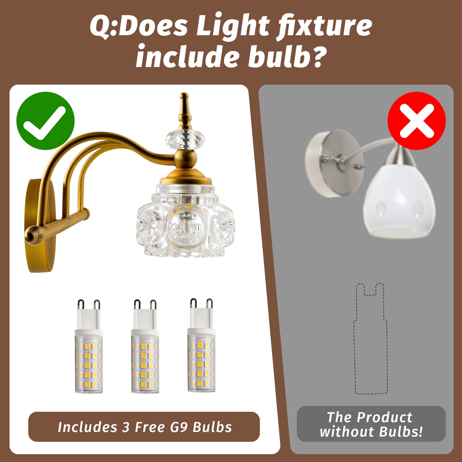 ROSYNEY 3-Light Vanity Light with Thick Crystal Glass Shade, Vintage Vanity Light, Vintage Bathroom Light Fixtures(Bronze), G9 Base