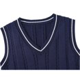 thumbnail image 7 of Men’s V Neck Sleeveless Cable Knit Sweater Vest Classic Ribbed Hem Pullover Lightweight Soft Knitwear Casual Style, 7 of 7