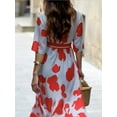 thumbnail image 3 of Women's Floral Print Half Sleeve Wrap Maxi Dress with Pockets and Slit Everyday Wear 100% Polyester Fabric Type, 3 of 12
