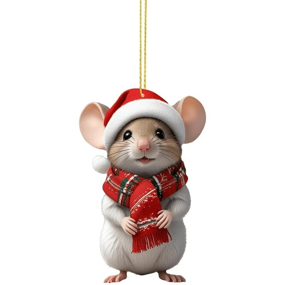 Lilixerw Funny Mouse Christmas Ornament,Flat 2D Acrylic Festival Hanging Decor for Xmas Tree,Holiday Home Pendant,Xmas Gifts
