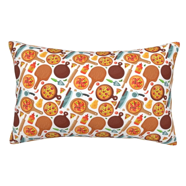 Fotbe Hot Fresh Pizza Funda de Almohada Decorativa Estilo Occidental, Lujo en Algodón, Fundas para Almohadas King, Cojín Estampado para Decoración del Hogar-16"x24"