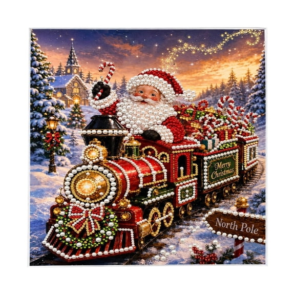 Ktlvex Christmas Diamond Painting Kit Pearl Bead Art DIY Craft Set Adult Holiday Diamond Art for Home Wall Decor & Handmade Hobby Gift