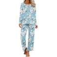 thumbnail image 1 of Qiopertar Liquidation à Moins de 5$ Ensemble de Pyjama à Manches Courtes et Col Rond Imprimé pour Femmes avec Poches jusqu'à 90 % de Réduction, 1 of 6