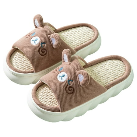 

Aimiya 1 Pair Couple Slippers Cute Animal Breathable Non-slip Daily Wear Women Men Cute Bunny/Bear Home Linen Slippers Household Accessories