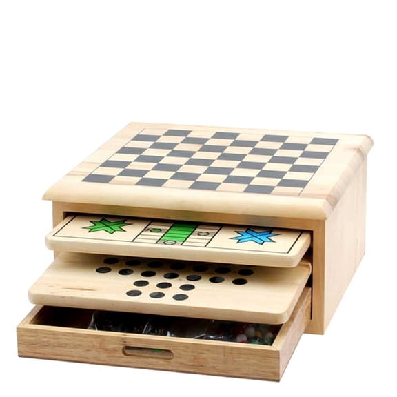 G8central 10-in-1 Wooden Set, Board Games, Chess, Checkers, Backgammon, Mancala, Parchisi