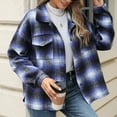 thumbnail image 4 of Sevevn Long Sleeve Tops for Women Women's Casual Lapel Button Pocket Plaid Long Sleeved Shirt Top Jacket Christmas Gift, 4 of 7