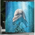 thumbnail image 4 of Ambesonne Fish Shower Curtain, Dolphin in Ocean Marine, 69"Wx84"L, Blue Grey, 4 of 5