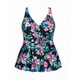 thumbnail image 5 of Women's Plus Size Tankini Top Tummy Control Ruffled Deep V-Neck Swimdress Summer Fall Casual Seaside Beach Color Block Swimsuit,Navy,14, 5 of 7