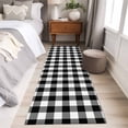 thumbnail image 3 of Black Plaid Runner Rugs 2x6 ft Black Gradient Line Check Geometric Washable Hallway Rugs Non-Slip Floor Mats Absorbent Carpet Bedside Runners for Bedroom Kitchen Bathroom Laundry Room, 3 of 9