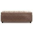 thumbnail image 4 of SIMPLIHOME Hamilton 48 inch Wide Rectangle Lift Top Storage Ottoman in Distressed Umber Brown Tufted Faux Air Leather with Large Storage Space for the Living Room, Entryway, Bedroom, Traditional, 4 of 5