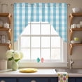 thumbnail image 3 of Easter Teal Swag Valances for Kitchen Window, Lattice Plaid Small Swag Valances Rod Pocket Curtain Drapes Window Treatment for Bedroom Bathroom, 56x36 Inch, 3 of 9