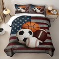 thumbnail image 2 of Erosebridal Sports Balls Twin Quilt Set, Vintage US Flag Twin Coverlet Set for Boys and Girls, 2-Piece, 2 of 7