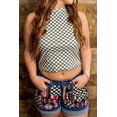 thumbnail image 5 of Women's Gray Checkered Halter Tank Top – Trendy Western Style for Summer Outings, XL, 5 of 12