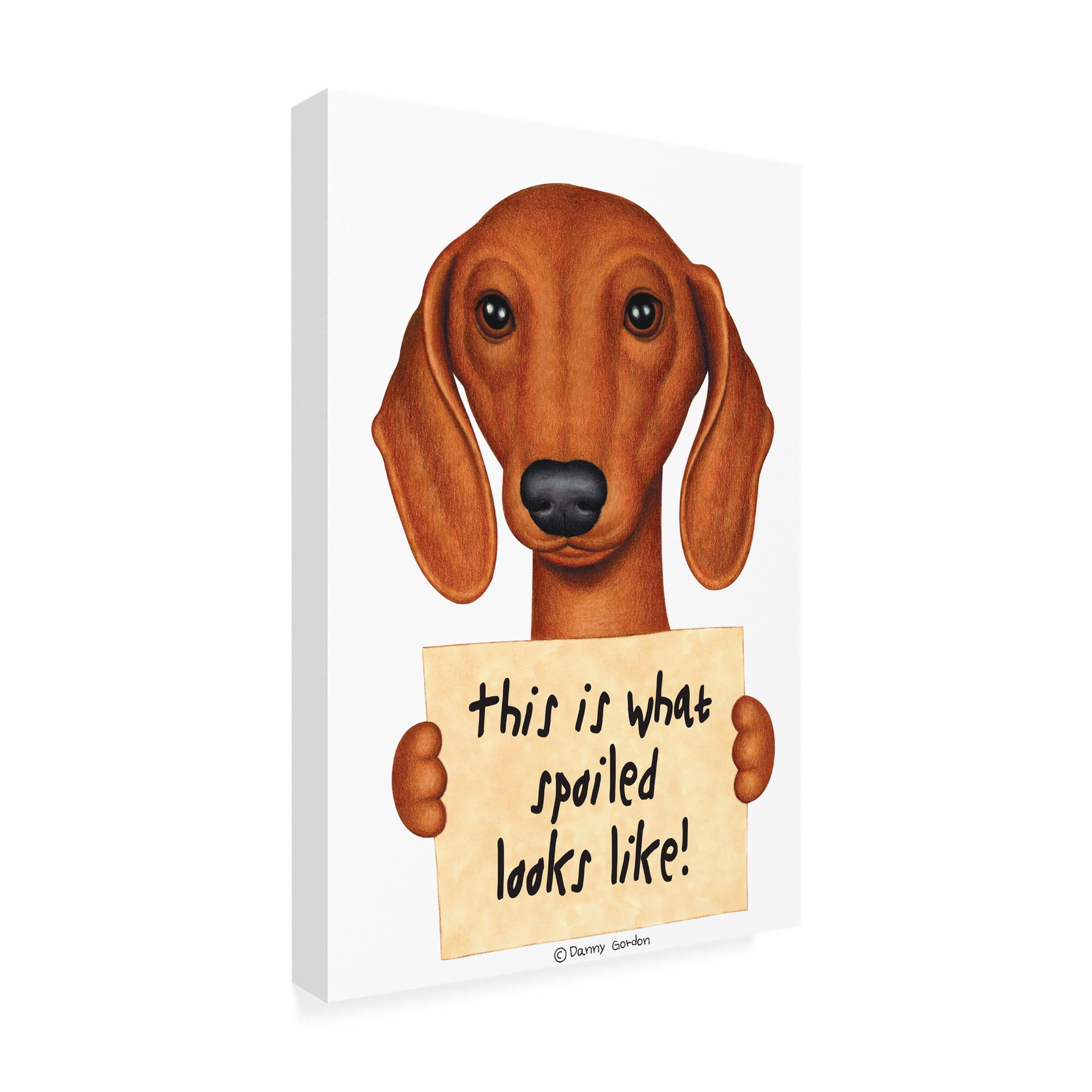 Danny Gordon Art 'Brown Dachshund with Spoiled Sign' Canvas Art