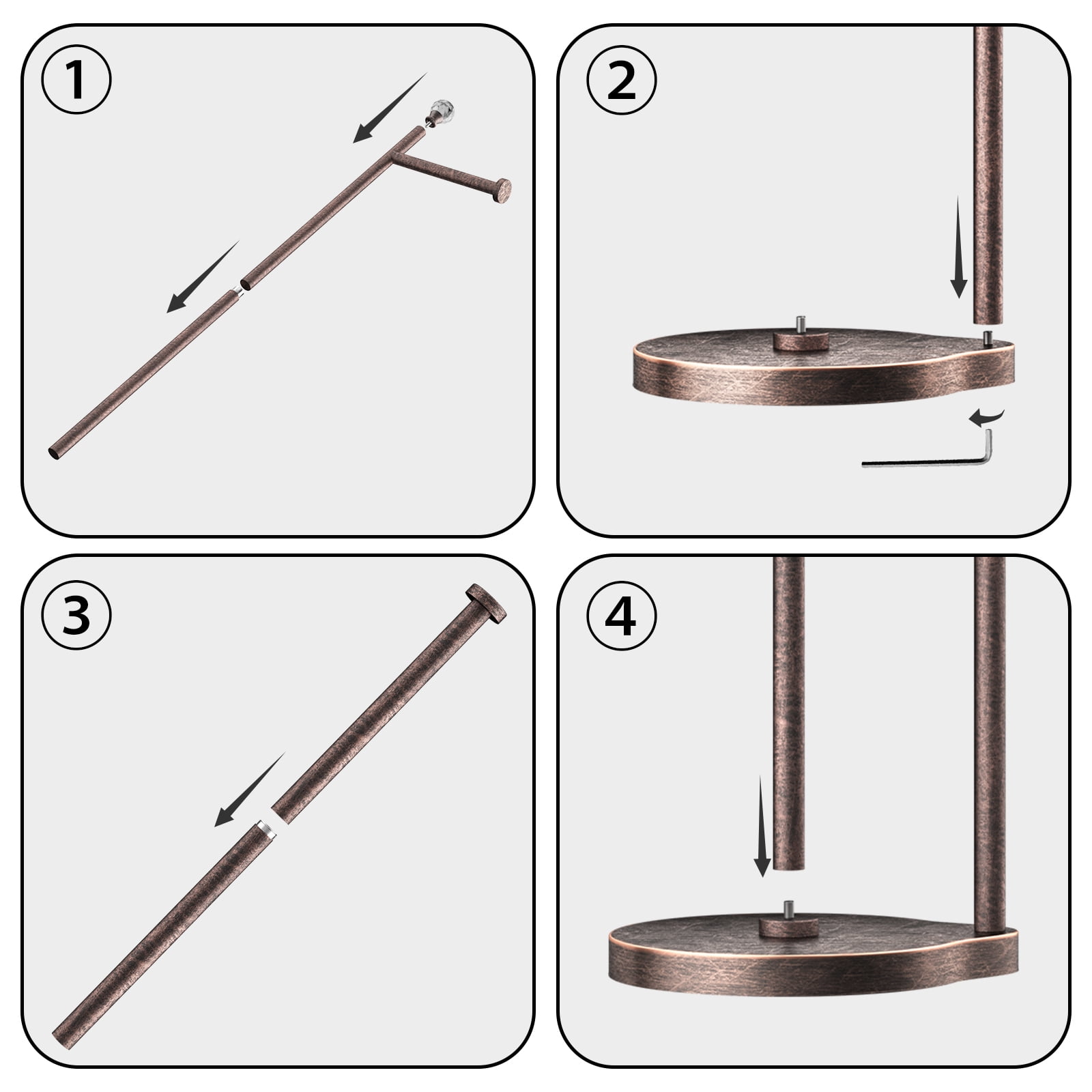 Toilet Paper Holder for Bathroom, Heavy Weighted Metal Free Standing Toilet Paper Storage with Crystal Ball, Toilet Paper Stand for Bathroom Accessories, Oil Rubbed Bronze [Holds MEGA Rolls]