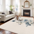 thumbnail image 2 of Blue Grey Floral Area Rugs 5'x7', Washable Small Throw Rugs for Laundry Room Playroom, Watercolor Flowers Linen Texture Indoor Outdoor Rug Non-Slip Low Pile Carpet Runner Reversible Floor Mats, 2 of 8