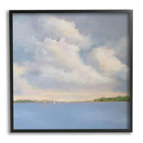 Stupell Industries Vast Cloudy Sky Panoramic Ocean View Painting Black Framed Art Print Wall Art, Design by Catherine Andersen