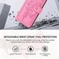 thumbnail image 4 of Case For Samsung Galaxy A17 5G Butterfly Flower Multi-card Holder Zipper Wallet With Lanyard Magnetic Clasp Flip Stand Leather Phone Case,Pink,For Galaxy A17 5G, 4 of 8