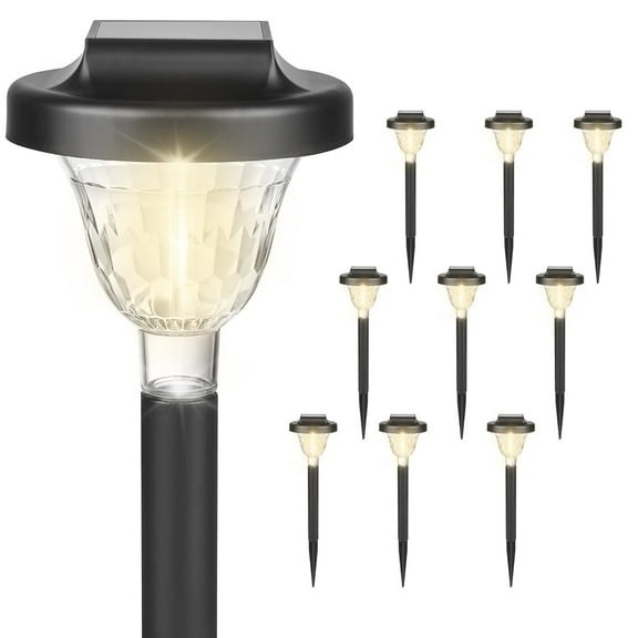 BN-LINK 10 Pack Solar Outdoor Lights, Waterproof Garden Lights, LED Landscape Lighting for Yard Walkway, with Auto On/Off, Warm light