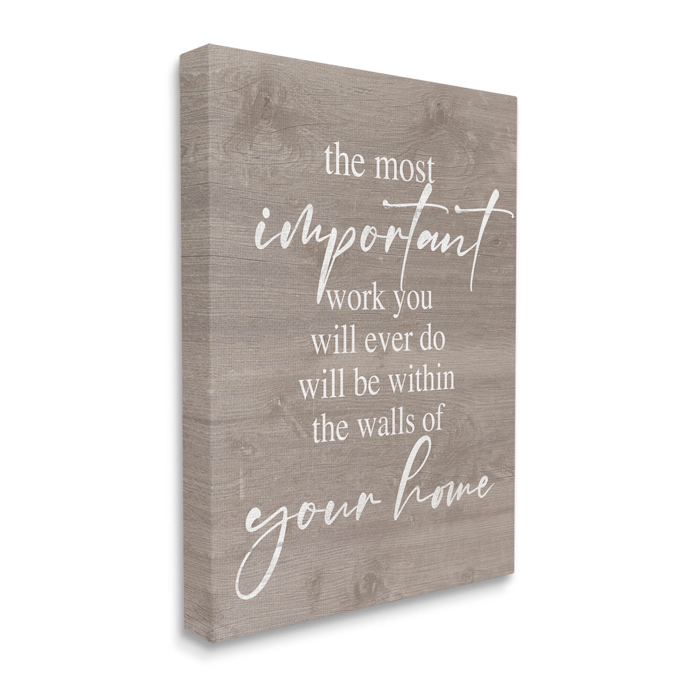Most Important Work You'll Ever Do Phrase Inspirational Graphic Art Gallery Wrapped Canvas Print Wall Art