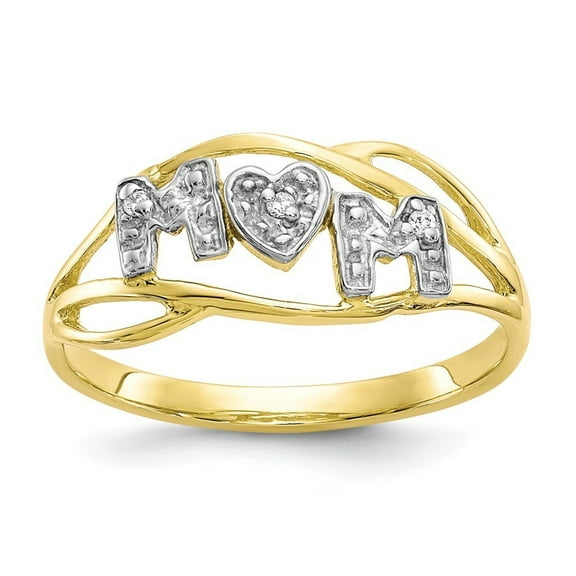 10k Yellow Gold and Rhodium Mom Ring - 1.5 Grams - Size 7.00