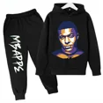 thumbnail image 3 of Ropa para niños Conjunto de sudadera con capucha para niños y pantalones de sudadera Conjunto deportivo de 2 piezas para niños y niñas Ropa estampada de Mbappé, 3 of 5