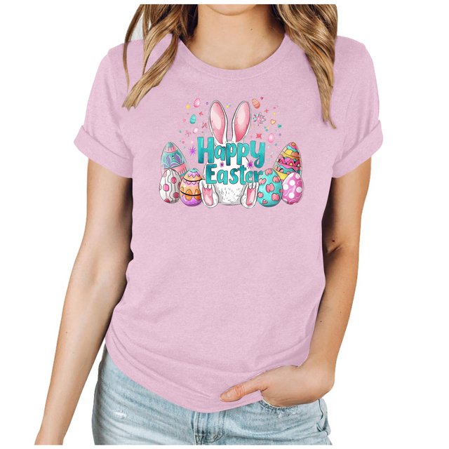 Mujeres Manga Corta de Verano Tops Día de San Valentín Impreso Cuello Redondo, Camisa de Moda Casual Blusa