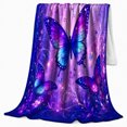 thumbnail image 2 of Fantasy Purple Butterfly Galaxy Design, Mystical Celestial Art Scene, Warm Flannel Blanket for Home Library and Reading Nook, Celestial Art Lovers Thanksgiving Gift, Fantasy Home Decor, 2 of 9
