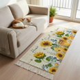 thumbnail image 2 of Area Rug with Tassels 2' x 5', Country Sunflower Daisy Flower Kitchen Runner Rug for Hallway Bedroom Throw Rugs, Farmhouse Plant Bee Soft Door Mat for Bathroom Entrance Living Room, 2 of 9