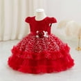 thumbnail image 3 of Avrntaa Toddler Girls Tulle Party Dress Cap Sleeve Wedding Princess Dresses Pageant Fuffy Layered Ball Gown for 1-5 Y, 3 of 6