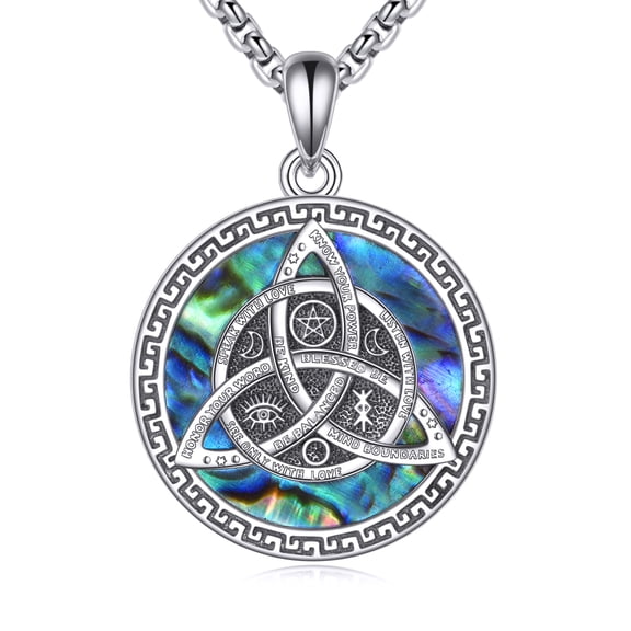 Triple Goddess Triquetra Necklace Sterling Silver Irish Celtic Knot Pendant Christian Trinity Knot Jewelry Gifts for Women Men