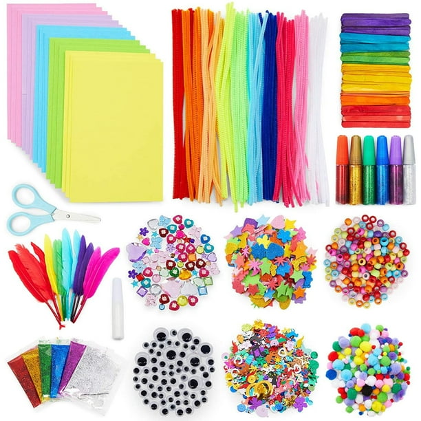 1000 Pcs Set Arts And Crafts Supplies Kit For Kids Pipe Cleaners Feathers Pom Poms Googly Eyes Glitter Glue Walmart Com Walmart Com 1000 Pcs Set Arts And Crafts Supplies Kit For Kids Pipe Cleaners Feathers Pom Poms Googly Eyes Glitter Glue Walmart Com Walmart Com