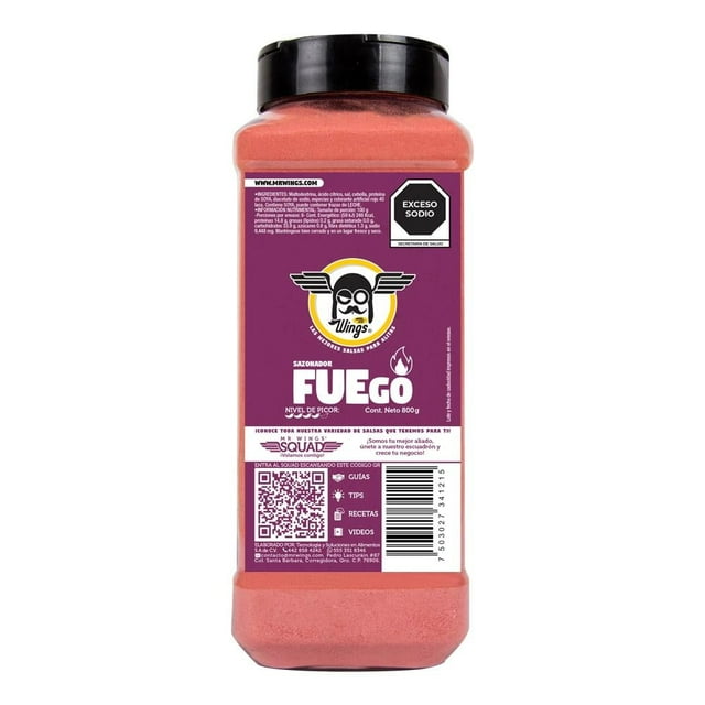 Sazonador para alitas y botanas Mr Wings En polvo sabor Fuego 800 g