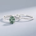 thumbnail image 3 of Rosec Jewels IGI Certified Lab Grown Green Diamond Oval Wedding Ring Set - VS1 Quality - 1 Carat Engagement Ring with Band, 18K White Gold, US 12.50, 3 of 8