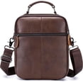 thumbnail image 4 of SCHLATUM Genuine Leather Men's Messenger Bag - High Capacity Crossbody Shoulder Bag for Work & Travel, Fits 10.5 inch iPad,Brown, 4 of 9
