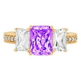 thumbnail image 2 of 3.61 ct Emerald Cut Natural Amethyst Three-Stone Engagement Ring for Women in 18K Yellow Gold, 2 of 2