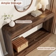 thumbnail image 3 of Aufeile 43" Entryway Table, Curved Console Table for Entryway, 2-Tier Wood Sofa Table with Open Storage Shelves Behind the Couch, Narrow Entry Table for Hallway Entrance Foyer, Walnut, 3 of 10