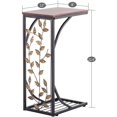 thumbnail image 2 of C Shaped End Table Sofa Side Table for Living Room, Couch Small Coffee Tray Snack Table Slide Under Sofa with Elegant Leaf Design, Bronze Metal Frame and Wooden Tabletop, Brown & Golden, 2 of 18