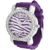 Brinley Co. Women's CZ Accented Silicone Watch