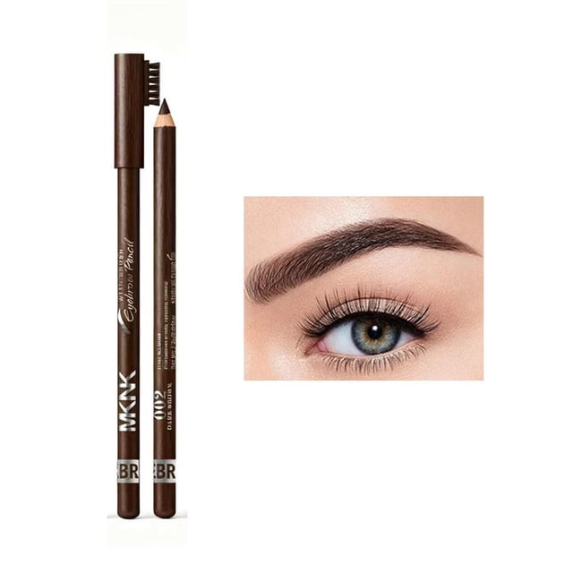 Crayon à Sourcils d'Apparence Naturelle avec Manche en Bois, Imperméable, Résistant à la Sueur et aux Bavures, avec Brosse à Sourcils, 4 Couleurs