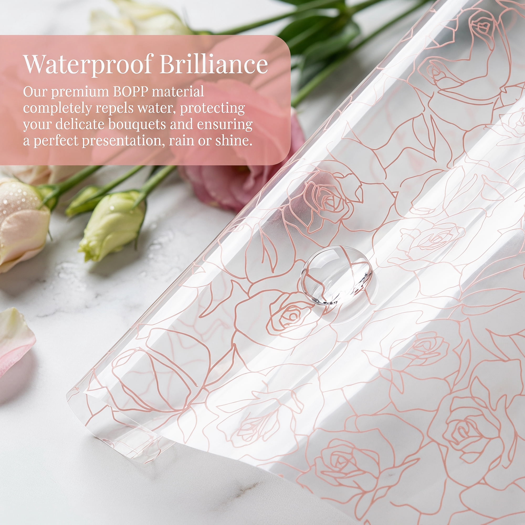 Unique Bargains Gift Wrapping Paper with Rose Pattern for Arrangements Pink 22"x 22"