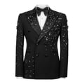thumbnail image 4 of Beauty-Emily Men's Gold Foil Print Double-Breasted Suit Set – Slim Fit Two-Piece Blazer & Pants, Luxury Metallic Accent Formal Suit for Party, Wedding & Prom, 4 of 8