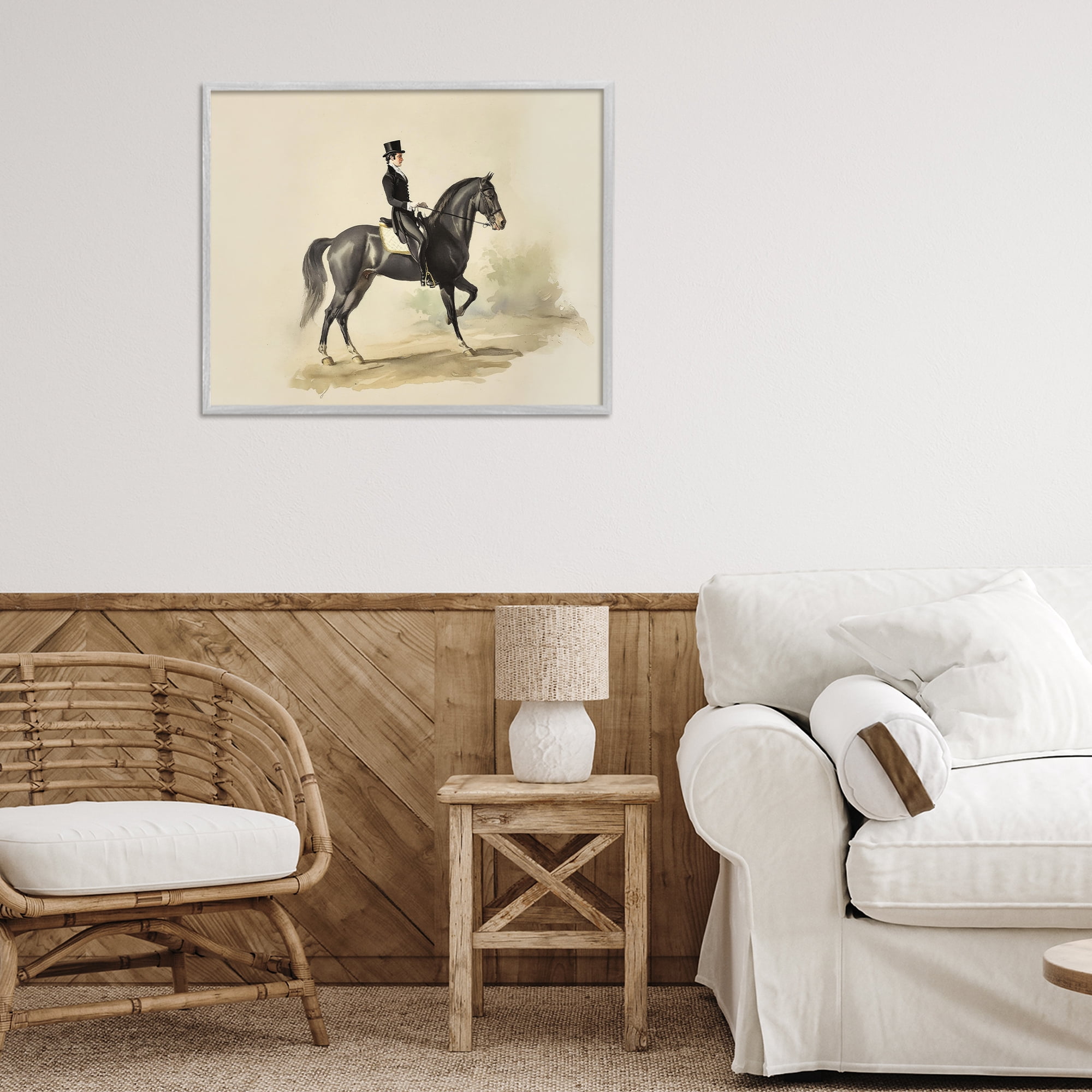 Stupell Industries Gentleman On A Horse Gray Framed Giclee Art, design by Sisi and Seb