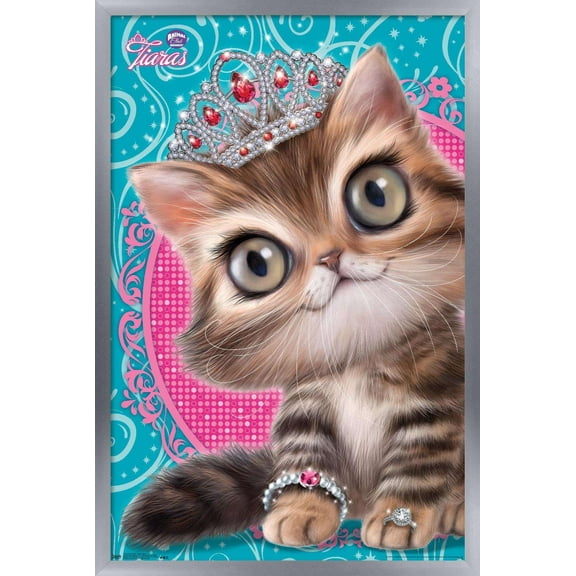 Animal Club - Kitten in a Tiara Wall Poster, 14.725" x 22.375", Framed