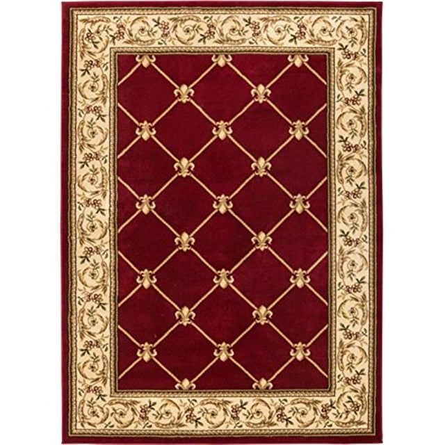 3 Pi 11 Po x 5 Pi 3 Po Tapis Intemporel Fleur de Lis - Rouge
