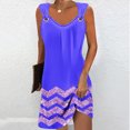 thumbnail image 2 of Annhoo Robe d'Été Tendance pour Femmes, Imprimée, Col en V, Sans Manches, Mini, Décontractée, Plage, Vacances, Robe Courte, 2 of 5