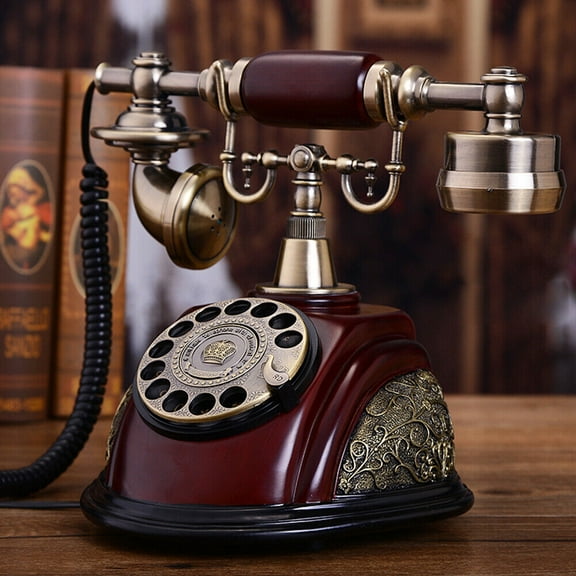 Flkoendmall Antique Telephone Retro Style Landline Telephone Home Phone With Round Dial
