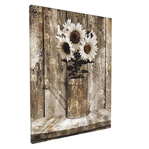 Sunflower Bathroom Decor 4 Pieces Sunflower Canvas Wall Art with Relax Soak Unwind Breath Signs Wall Painting Farmhouse Rustic Yellow Home Decorations Watercolor FRAMED 